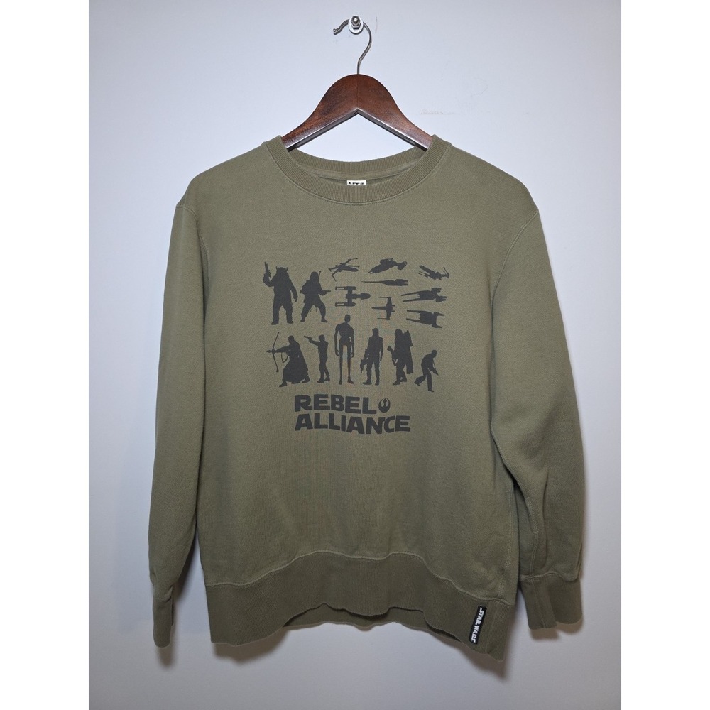 Star Wars  Mens Sweatshirt Size L Large Olive Green Streetwear Rare‎ Vtg